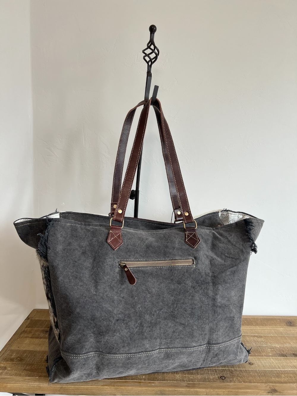 Myra Bag Cowhide Weekender Tote Overnight Leather Western Boho Shoulder Carry-on - Picture 13 of 13